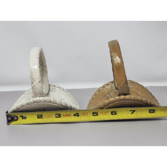 Set Of Two Vintag Handcrafted Ceramic Decorative Baskets With Handles - Picture 10 of 12